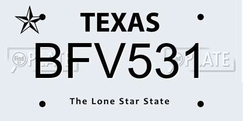 BFV531 Texas License Plate