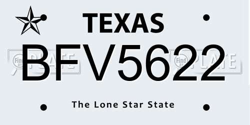 BFV5622 Texas License Plate
