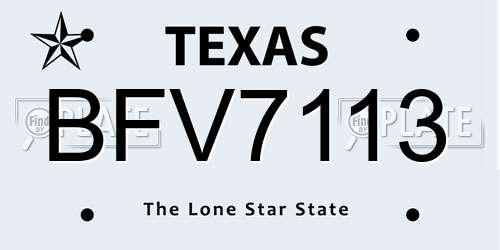 BFV7113 Texas License Plate