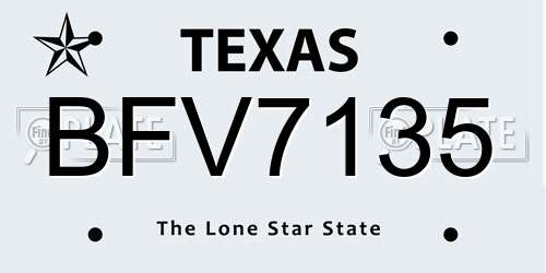 BFV7135 Texas License Plate