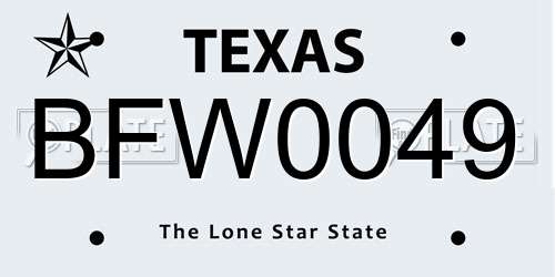BFW0049 Texas License Plate