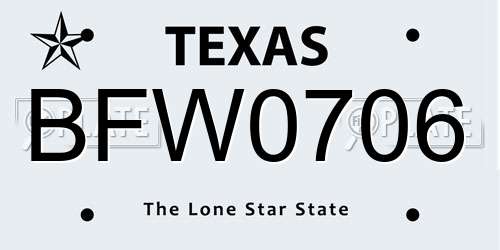 BFW0706 Texas License Plate