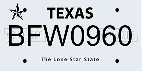 BFW0960 Texas License Plate