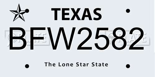 BFW2582 Texas License Plate