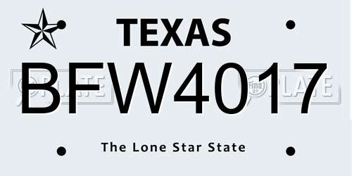 BFW4017 Texas License Plate