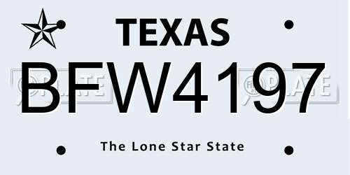 BFW4197 Texas License Plate