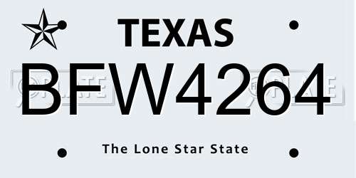 BFW4264 Texas License Plate