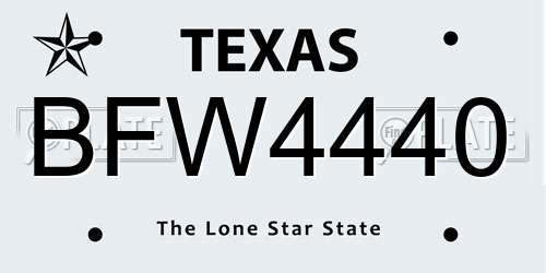 BFW4440 Texas License Plate