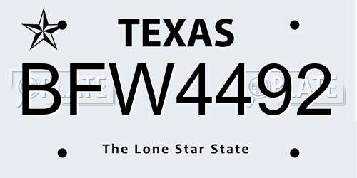 BFW4492 Texas License Plate