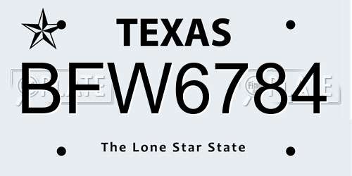 BFW6784 Texas License Plate