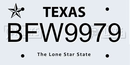 BFW9979 Texas License Plate