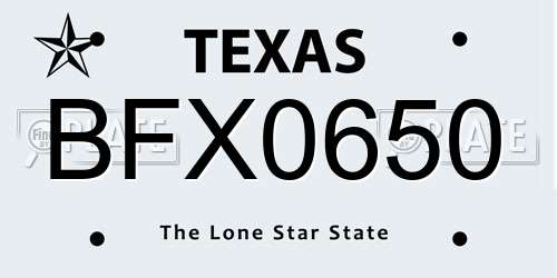 BFX0650 Texas License Plate