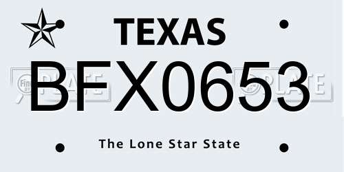 BFX0653 Texas License Plate