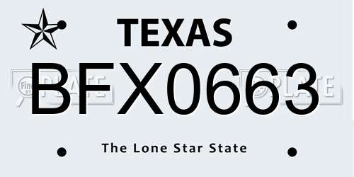 BFX0663 Texas License Plate