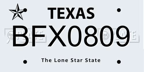 BFX0809 Texas License Plate
