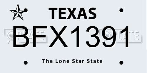 BFX1391 Texas License Plate
