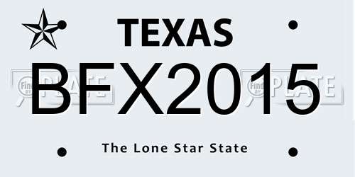 BFX2015 Texas License Plate