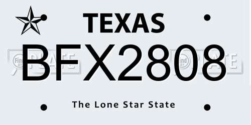 BFX2808 Texas License Plate