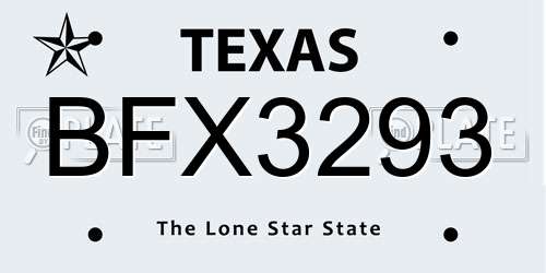 BFX3293 Texas License Plate