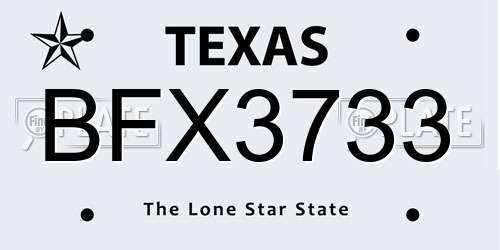 BFX3733 Texas License Plate