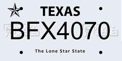 BFX4070 Texas License Plate