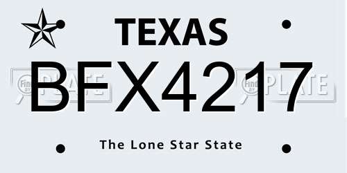 BFX4217 Texas License Plate