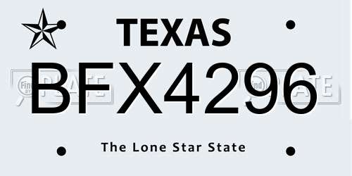 BFX4296 Texas License Plate