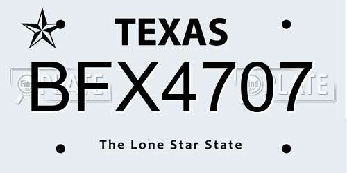 BFX4707 Texas License Plate