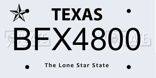BFX4800 Texas License Plate