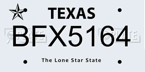 BFX5164 Texas License Plate