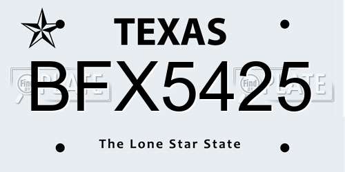 BFX5425 Texas License Plate