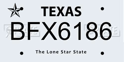 BFX6186 Texas License Plate