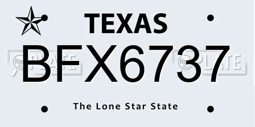 BFX6737 Texas License Plate