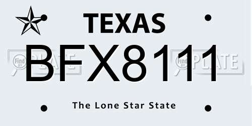 BFX8111 Texas License Plate