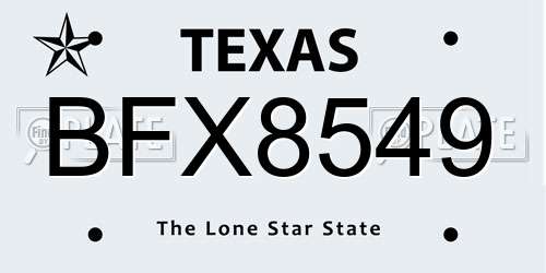 BFX8549 Texas License Plate