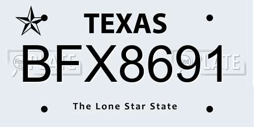 BFX8691 Texas License Plate