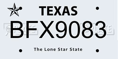BFX9083 Texas License Plate