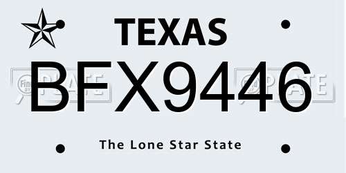 BFX9446 Texas License Plate