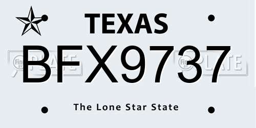 BFX9737 Texas License Plate