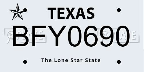 BFY0690 Texas License Plate