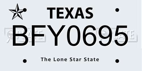 BFY0695 Texas License Plate