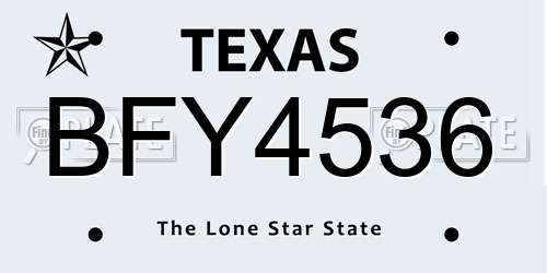 BFY4536 Texas License Plate