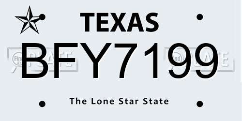BFY7199 Texas License Plate