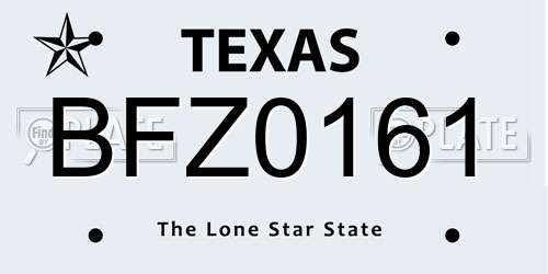 BFZ0161 Texas License Plate