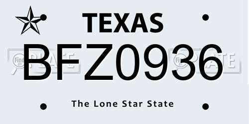 BFZ0936 Texas License Plate