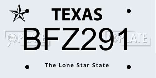 BFZ291 Texas License Plate