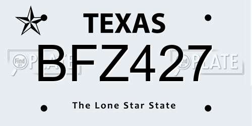 BFZ427 Texas License Plate