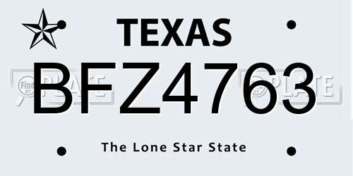 BFZ4763 Texas License Plate