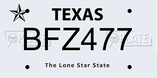 BFZ477 Texas License Plate