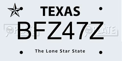 BFZ47Z Texas License Plate